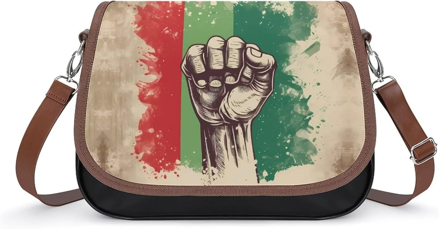 Retro Raised Fist Mexico Flag Women's Crossbody Bags PU Leather Bag Handbags Mini Shoulder Bag Messenger Bag