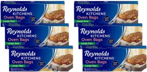 Reynolds B Oven Cooking Large Size for Meats & Poultry (up to 8-Pounds), 5 Count Boxes (Pack of 6) 30 Bags Total
