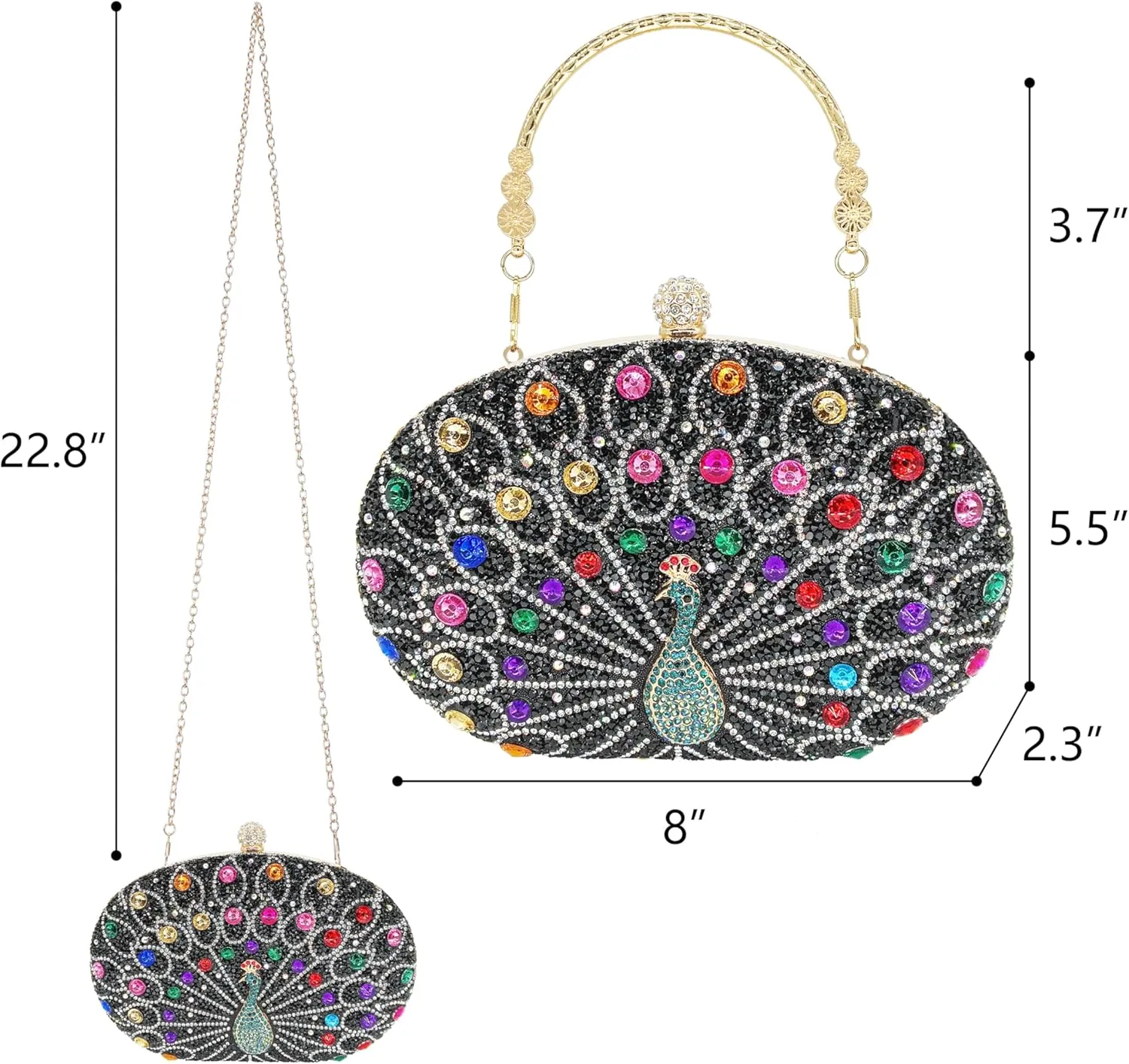 Rhinestone Clutch Purses for Women Evening Wedding Formal - Round Pearl Clasp Handbag - Crystal Diamond Bag