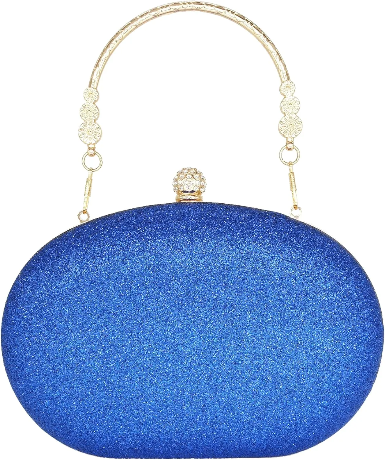Rhinestone Clutch Purses for Women Evening Wedding Formal - Round Pearl Clasp Handbag - Crystal Diamond Bag