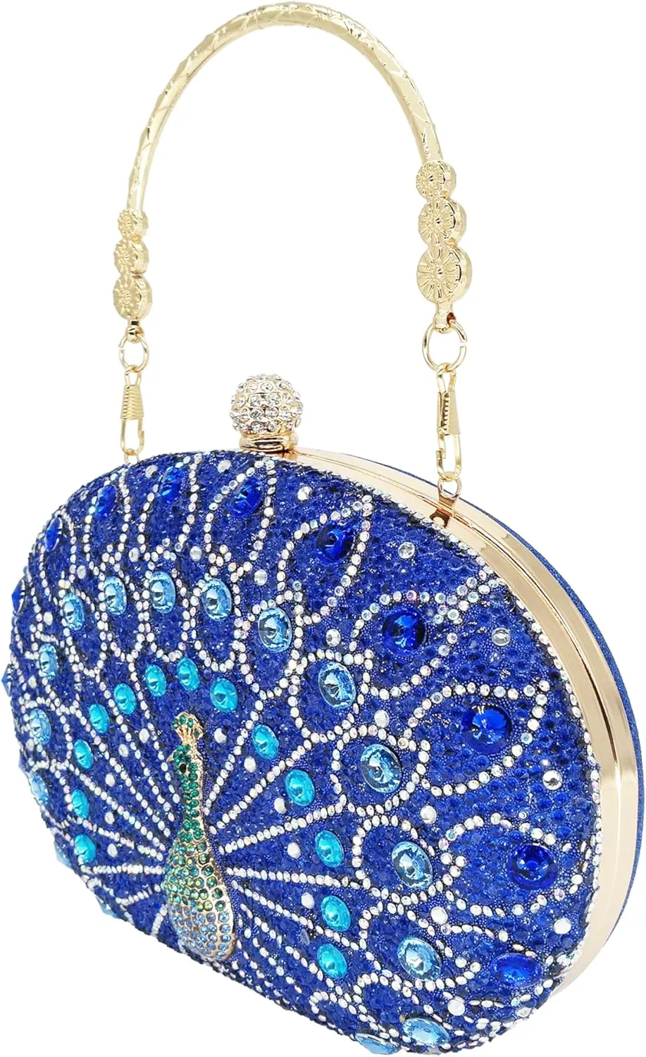 Rhinestone Clutch Purses for Women Evening Wedding Formal - Round Pearl Clasp Handbag - Crystal Diamond Bag
