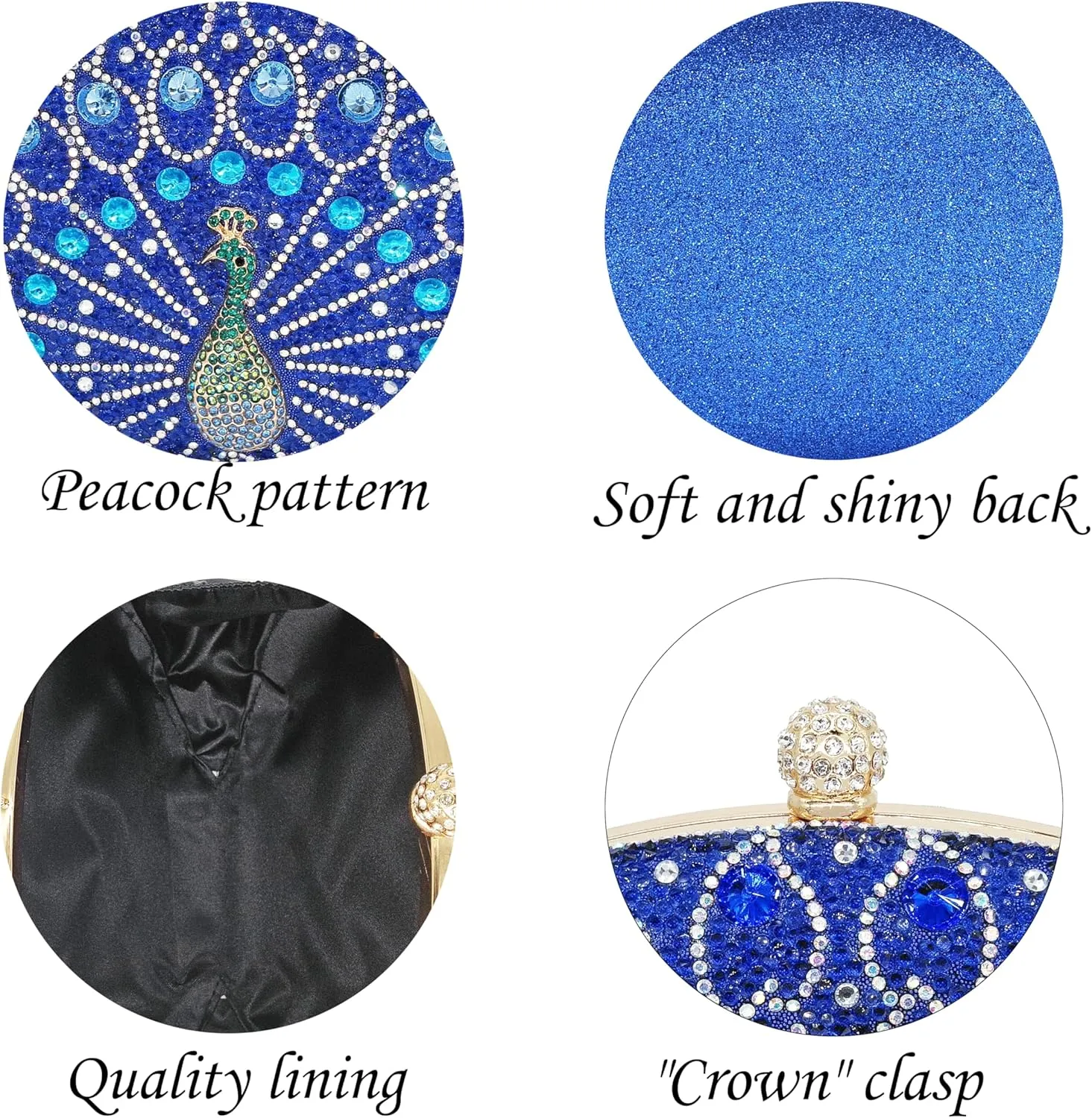 Rhinestone Clutch Purses for Women Evening Wedding Formal - Round Pearl Clasp Handbag - Crystal Diamond Bag