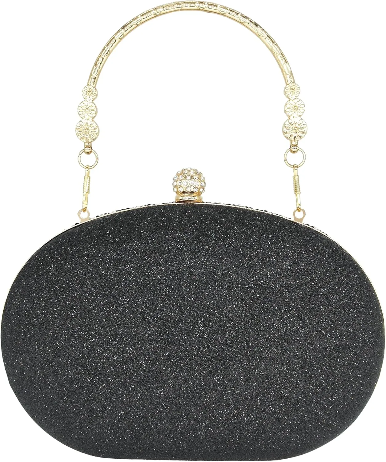 Rhinestone Clutch Purses for Women Evening Wedding Formal - Round Pearl Clasp Handbag - Crystal Diamond Bag