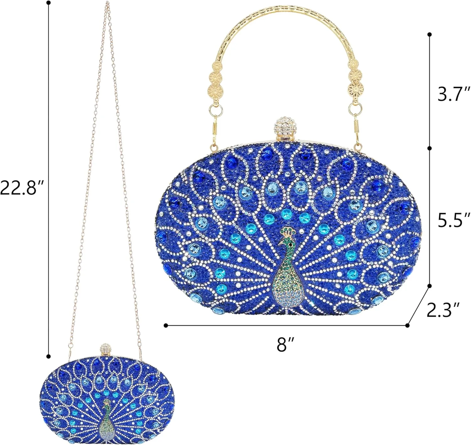 Rhinestone Clutch Purses for Women Evening Wedding Formal - Round Pearl Clasp Handbag - Crystal Diamond Bag