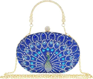 Rhinestone Clutch Purses for Women Evening Wedding Formal - Round Pearl Clasp Handbag - Crystal Diamond Bag