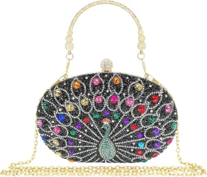 Rhinestone Clutch Purses for Women Evening Wedding Formal - Round Pearl Clasp Handbag - Crystal Diamond Bag