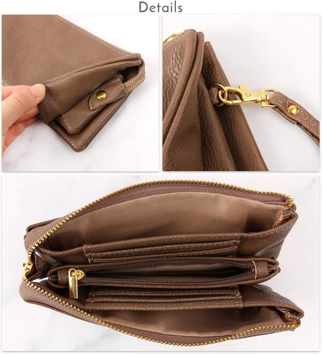 RIAH FASHION Convertible Faux Leather Wallet Purse Clutch - Mini Handbag Detachable Chain Crossbody Strap Phone Holder
