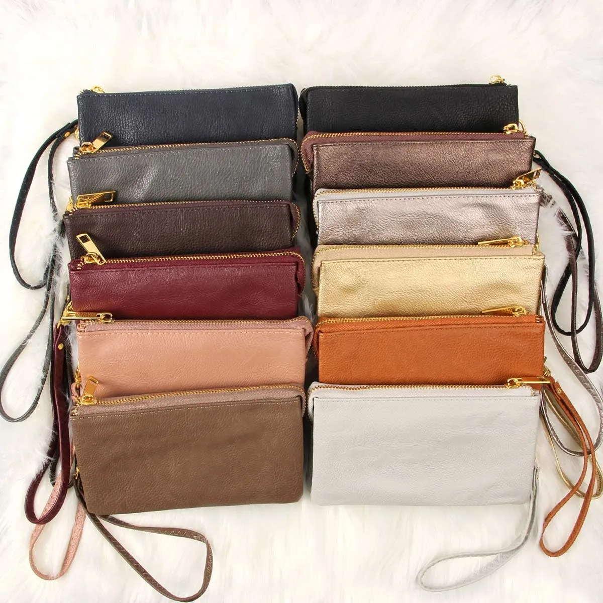 RIAH FASHION Convertible Faux Leather Wallet Purse Clutch - Mini Handbag Detachable Chain Crossbody Strap Phone Holder