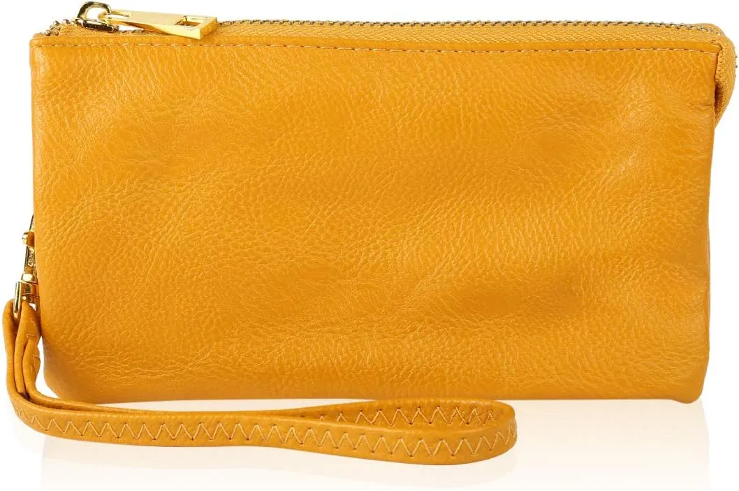 RIAH FASHION Convertible Faux Leather Wallet Purse Clutch - Mini Handbag Detachable Chain Crossbody Strap Phone Holder