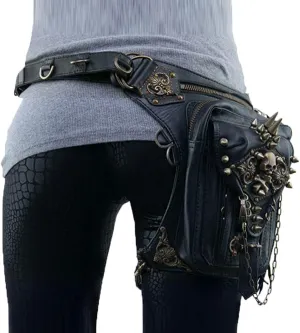 Rock Leather Shoulder Bag Vintage Gothic Retro Steampunk Waist Pack Shoulder Bag Handbag Leg Purse