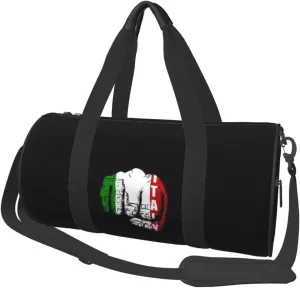 Roman Colosseum Italian Flag Fist Power Convertible Garment Bag with Shoulder Strap, Carry on Garment Duffel Bag for Men Women - Rolling Foldable for Travel Luggage Bags (Black)