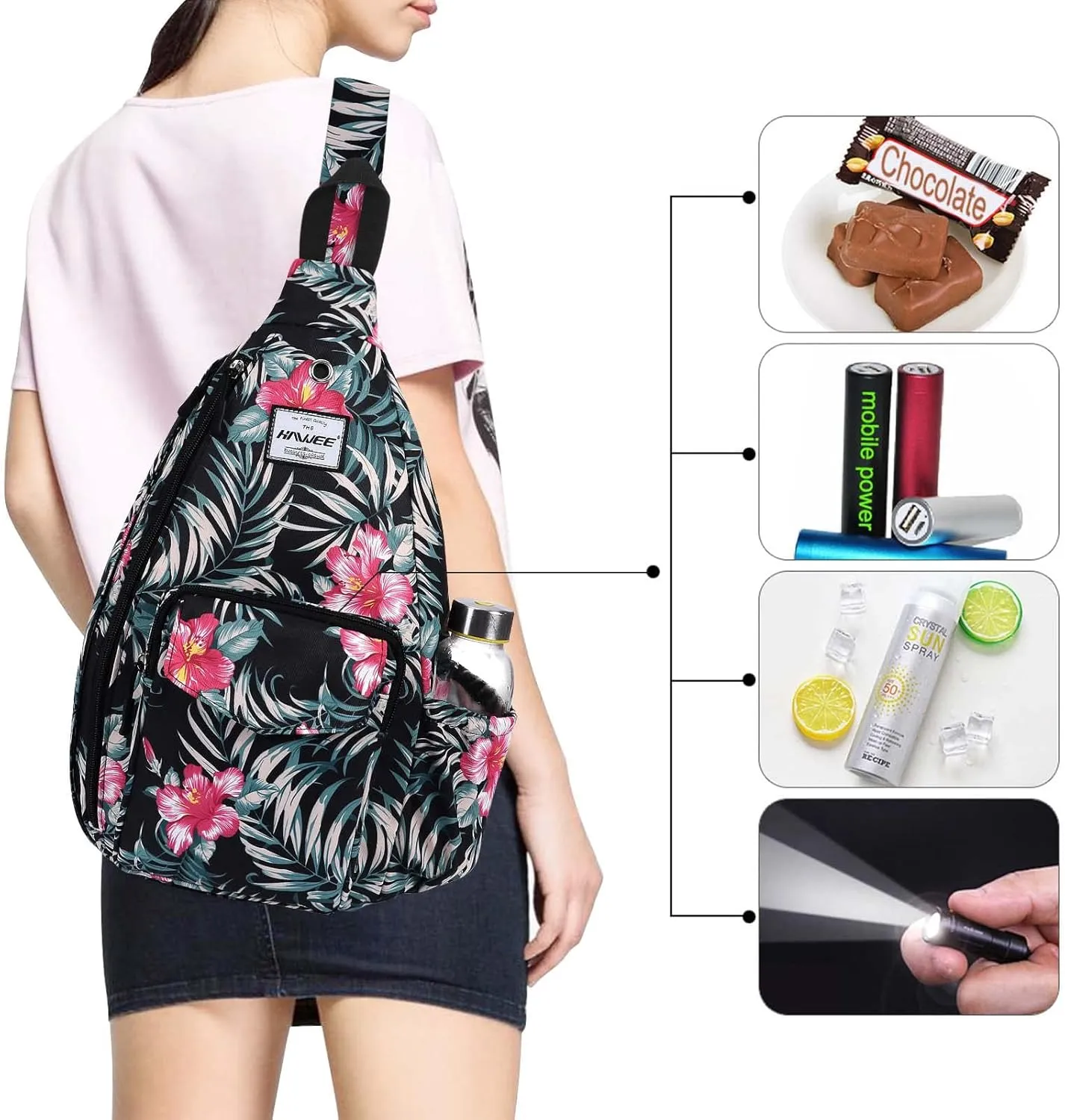 Rope Sling Bag for Women Men Casual Cross Body Daypack Backpack Adjustable Strap Water Repellent for Travel/Sport