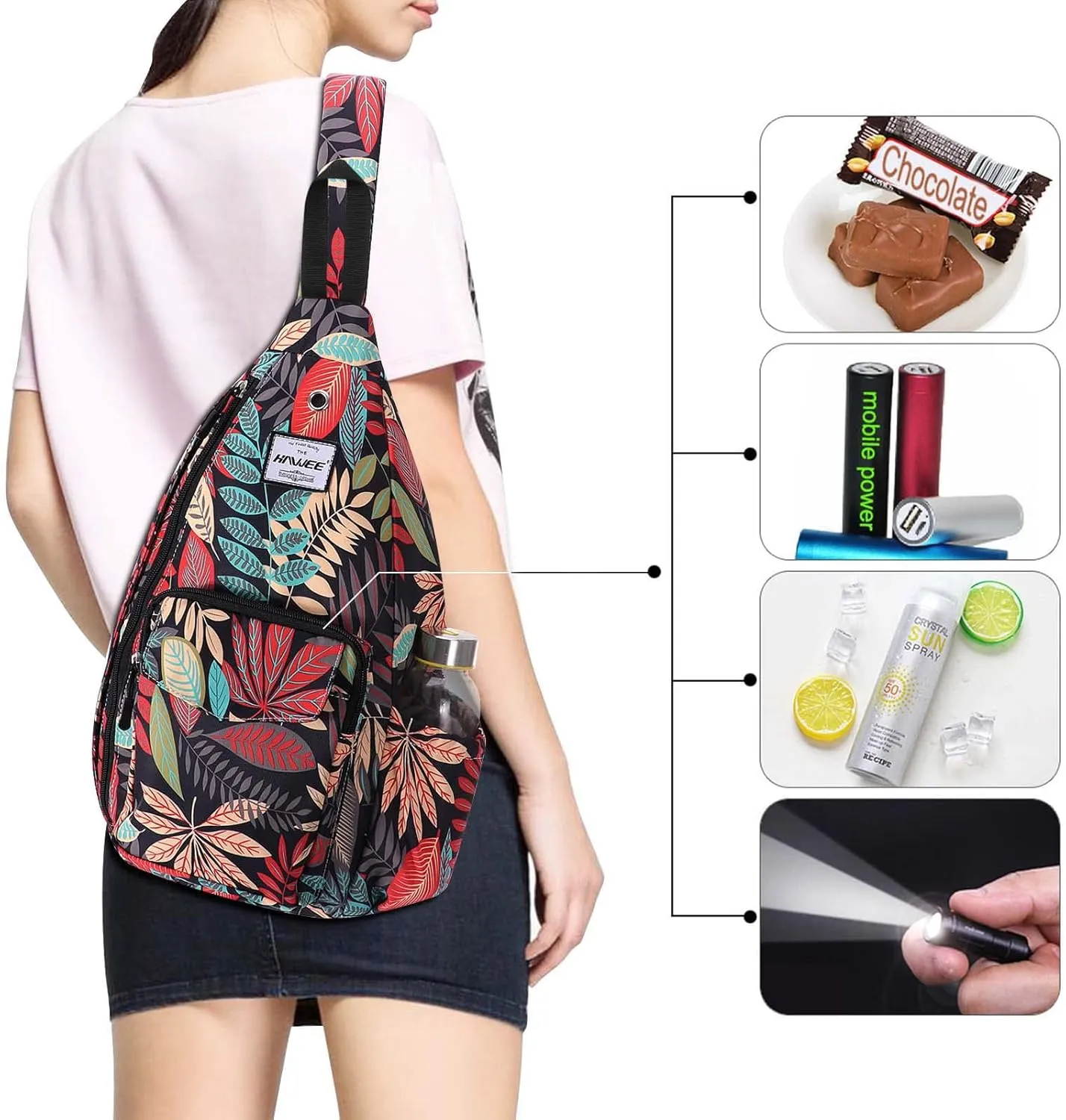 Rope Sling Bag for Women Men Casual Cross Body Daypack Backpack Adjustable Strap Water Repellent for Travel/Sport