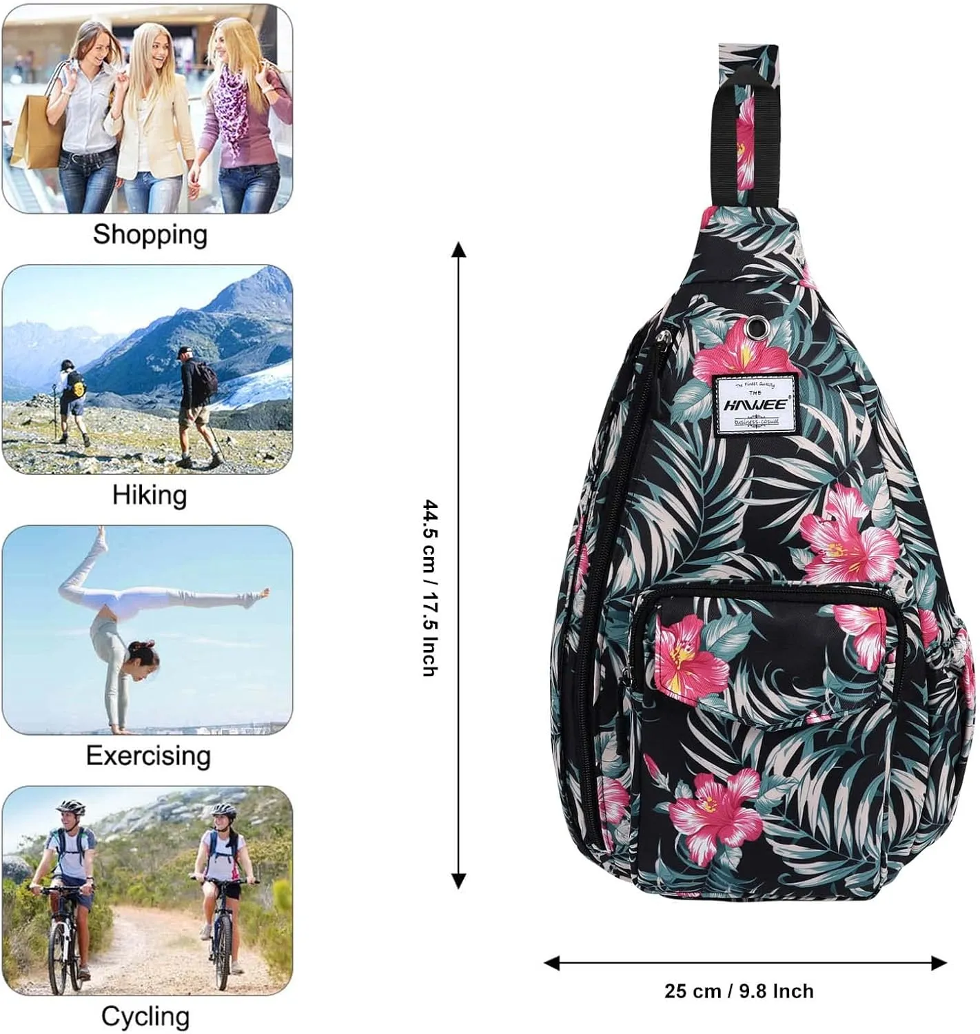 Rope Sling Bag for Women Men Casual Cross Body Daypack Backpack Adjustable Strap Water Repellent for Travel/Sport