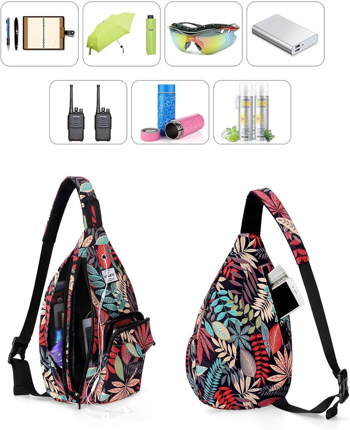 Rope Sling Bag for Women Men Casual Cross Body Daypack Backpack Adjustable Strap Water Repellent for Travel/Sport