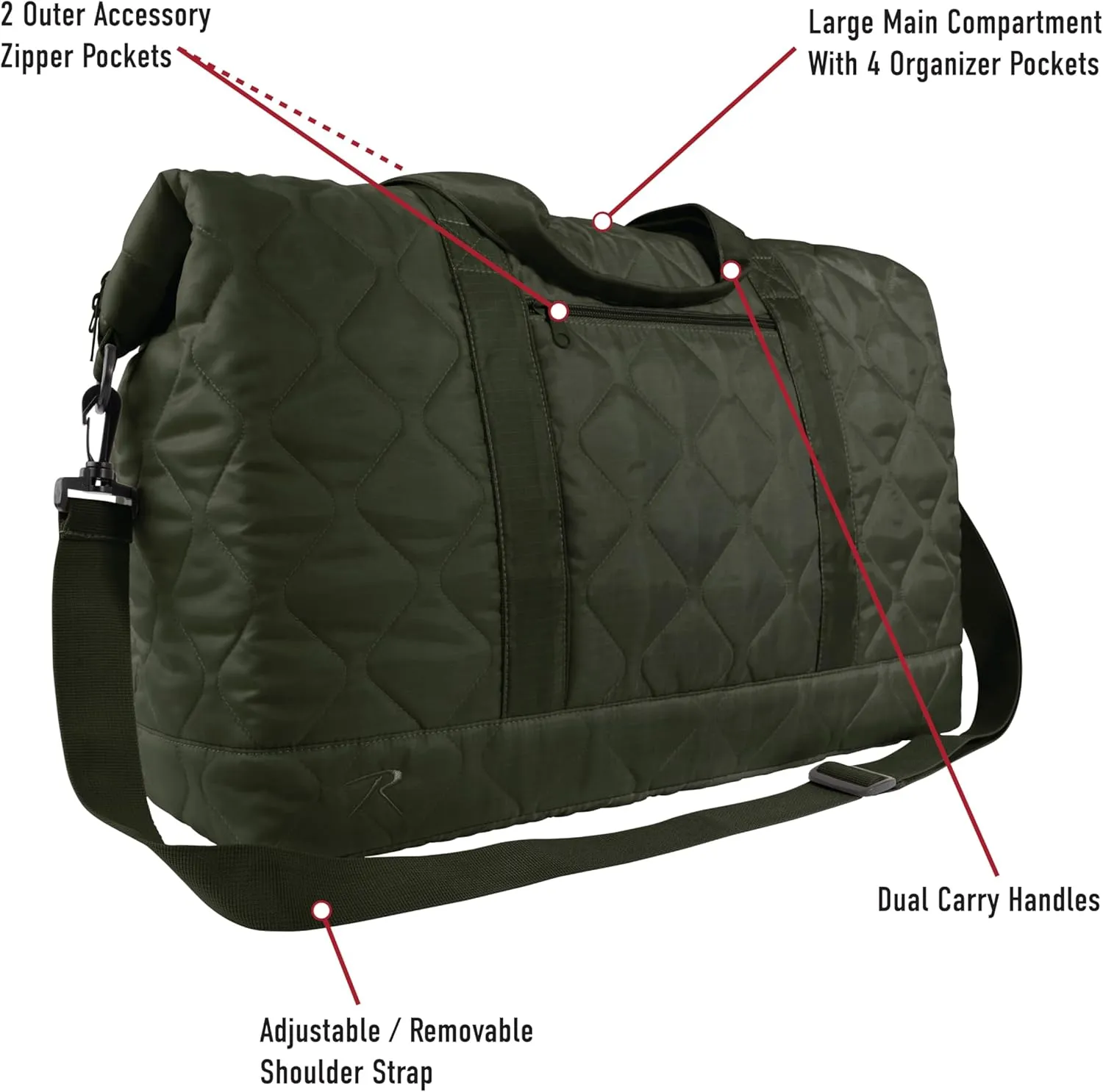 Rothco Lightweight Woobie Weekender Bag – Quilted Large Travel Luggage Organizer Duffle