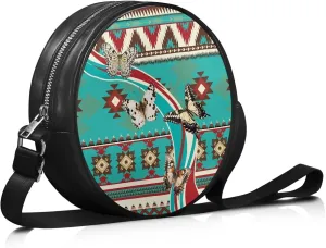 Round Clutch Purses for Women, Leather Shoulder Crossbody Circle Purse Wallet with Adjustable Strap
