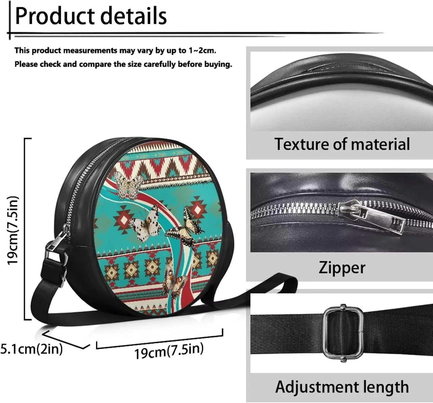 Round Clutch Purses for Women, Leather Shoulder Crossbody Circle Purse Wallet with Adjustable Strap