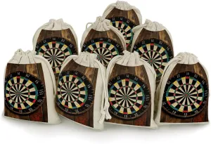 RTFGHJS 8 Pieces Drawstring Bags Dart Board Burlap Pouch Bag Linen Gift Pocket Jewelry Pouch for DIY Craft Party