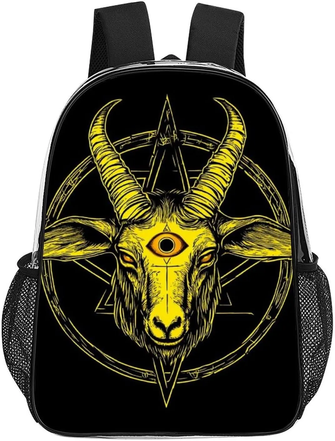 Rucksacks Multipurpose Anti-Theft Big Capacity Bookbag - Aazazel Storm Goat Pentagram Satanic Logo Golden Black Travel Hiking & Camping Rucksack Transparent Bag