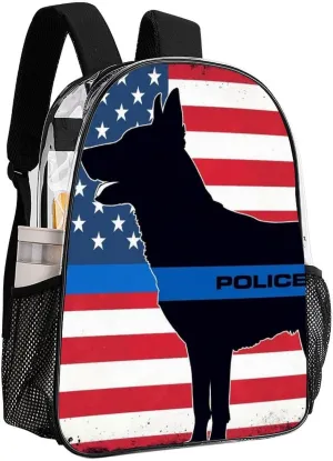 Rucksacks Multipurpose Anti-Theft Big Capacity Bookbag - American Thin Blue Line Police Dog Flag Black Travel Hiking & Camping Rucksack Transparent Bag