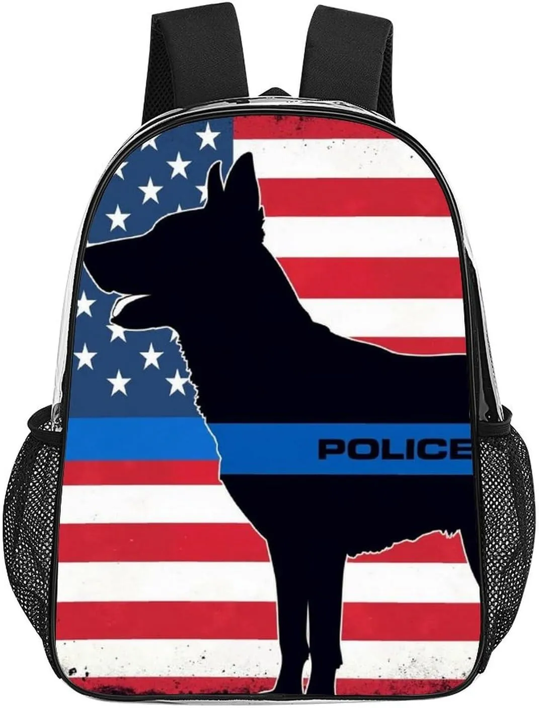 Rucksacks Multipurpose Anti-Theft Big Capacity Bookbag - American Thin Blue Line Police Dog Flag Black Travel Hiking & Camping Rucksack Transparent Bag