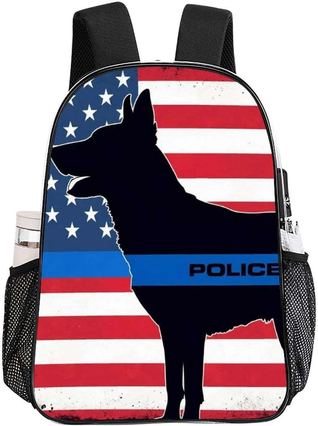 Rucksacks Multipurpose Anti-Theft Big Capacity Bookbag - American Thin Blue Line Police Dog Flag Black Travel Hiking & Camping Rucksack Transparent Bag