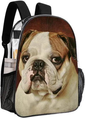 Rucksacks Multipurpose Anti-Theft Big Capacity Bookbag - Funny English Bulldog Travel Hiking & Camping Rucksack Transparent Bag