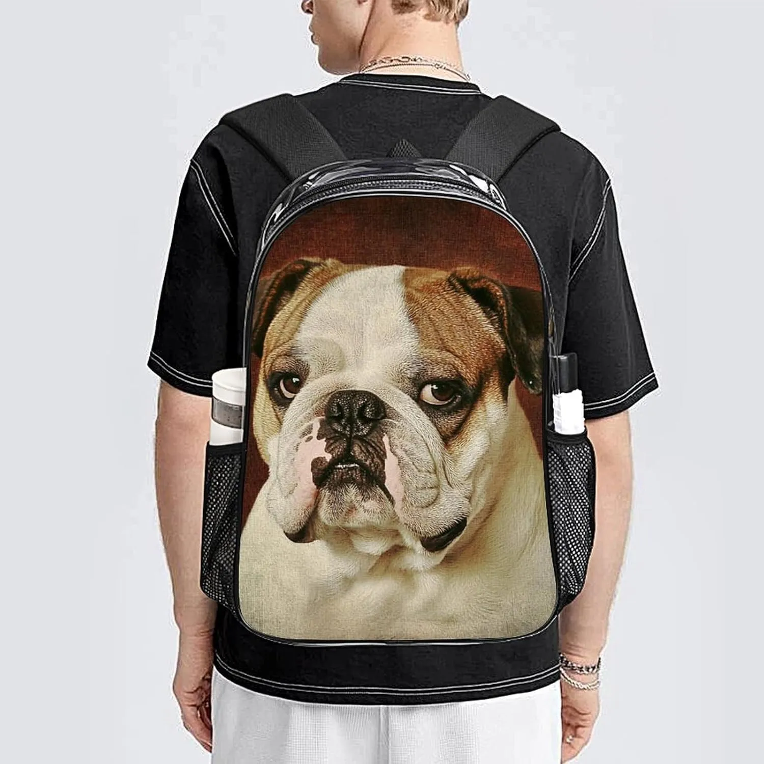 Rucksacks Multipurpose Anti-Theft Big Capacity Bookbag - Funny English Bulldog Travel Hiking & Camping Rucksack Transparent Bag