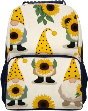 Rucksacks Multipurpose Anti-Theft Big Capacity Bookbag - Gnomes Bees And Sunflowers Travel Hiking & Camping Rucksack With Padded Straps