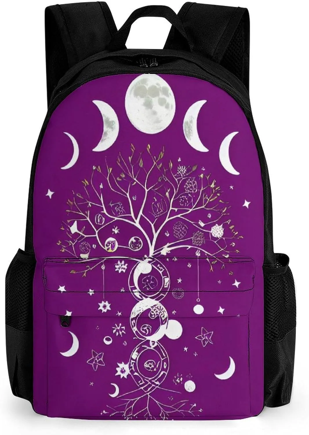 Rucksacks Multipurpose Anti-Theft Big Capacity Bookbag - Moon Phase Space Tree Art Travel Hiking & Camping Rucksack With Padded Straps