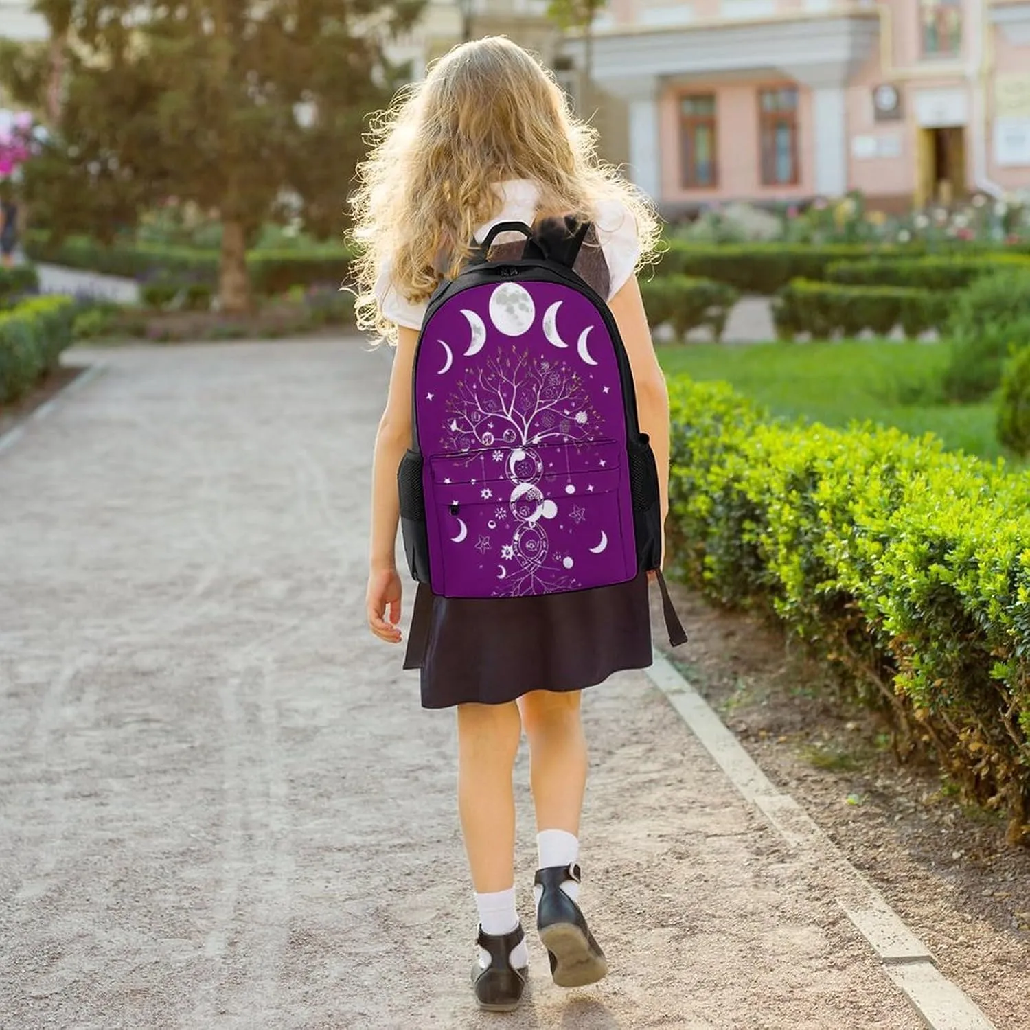 Rucksacks Multipurpose Anti-Theft Big Capacity Bookbag - Moon Phase Space Tree Art Travel Hiking & Camping Rucksack With Padded Straps