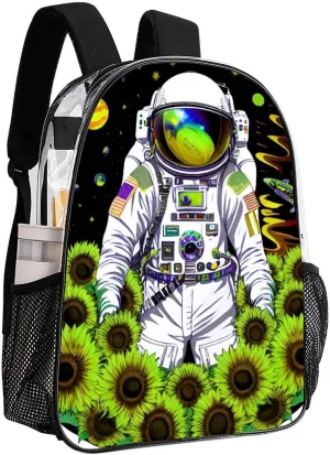 Rucksacks Multipurpose Anti-Theft Big Capacity Bookbag - Psychedelic Space Astronaut Sunflower Snake Art Travel Hiking & Camping Rucksack Transparent Bag