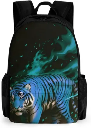 Rucksacks Multipurpose Anti-Theft Big Capacity Bookbag - Wild And Angry Tiger Fire Flame Brave Mammal King Roar Art Travel Hiking & Camping Rucksack With Padded Straps
