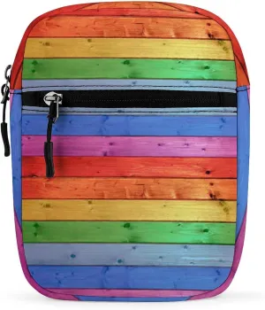 Rustic Old Barn Wood Rainbow Mini Crossbody Bag Anti-Theft Side Shoulder Bags Messenger Bag Unisex