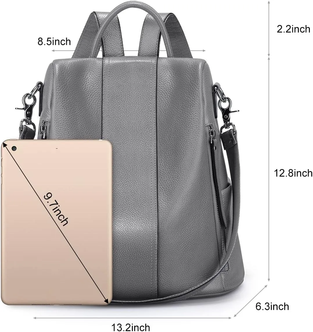 S-ZONE Leather Backpack Purses for Women Antitheft Rucksack Shoulder Bag Medium