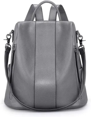 S-ZONE Leather Backpack Purses for Women Antitheft Rucksack Shoulder Bag Medium
