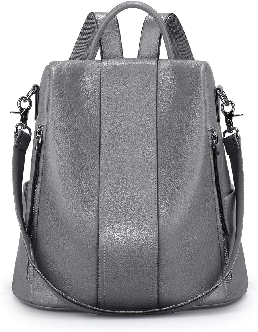 S-ZONE Leather Backpack Purses for Women Antitheft Rucksack Shoulder Bag Medium