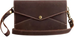 S-ZONE Leather Envelope Convertible Crossbody Bags for Women Wristlet Clutch Purses Small Shoulder Handbag with 2 straps