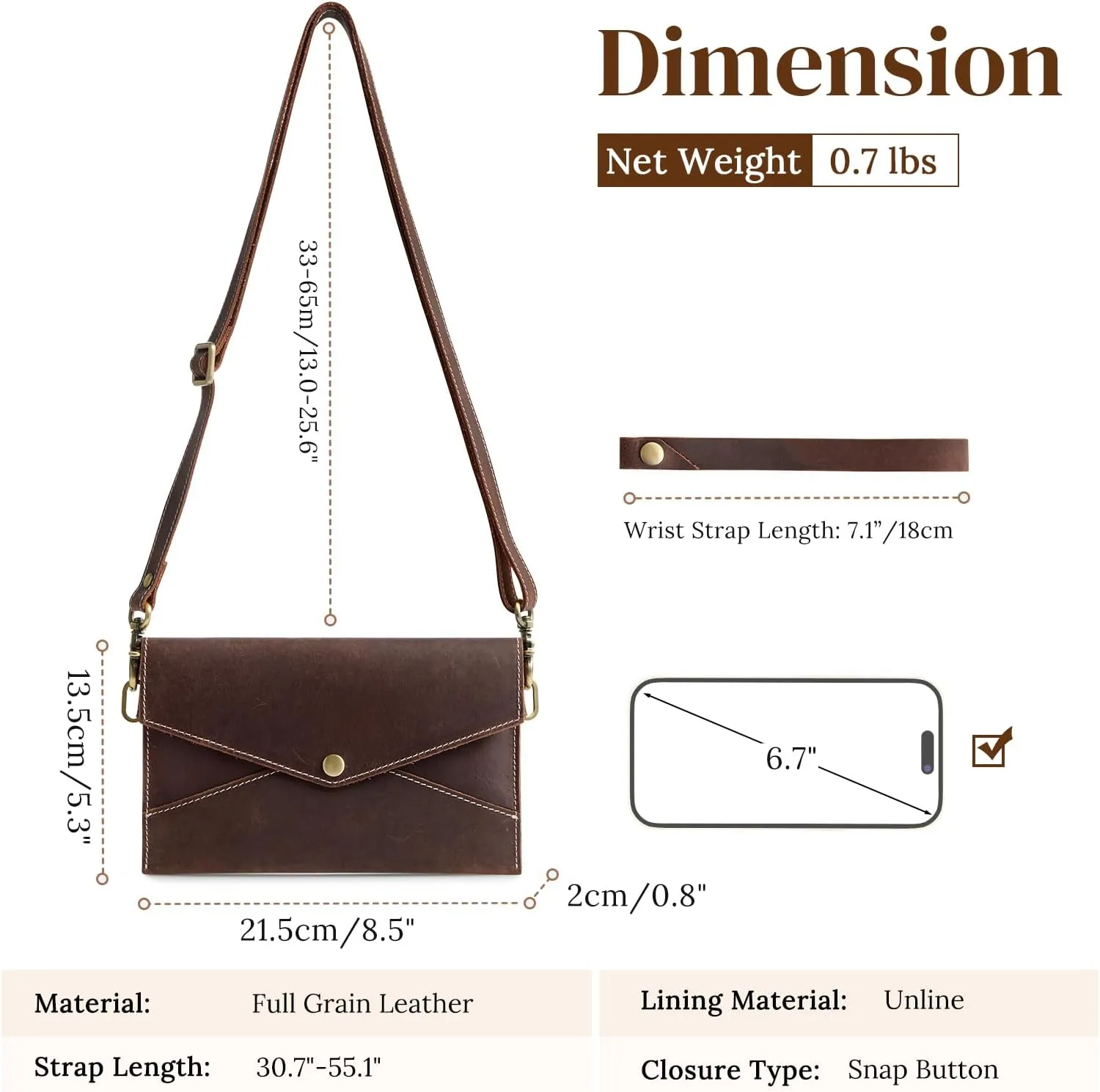 S-ZONE Leather Envelope Convertible Crossbody Bags for Women Wristlet Clutch Purses Small Shoulder Handbag with 2 straps