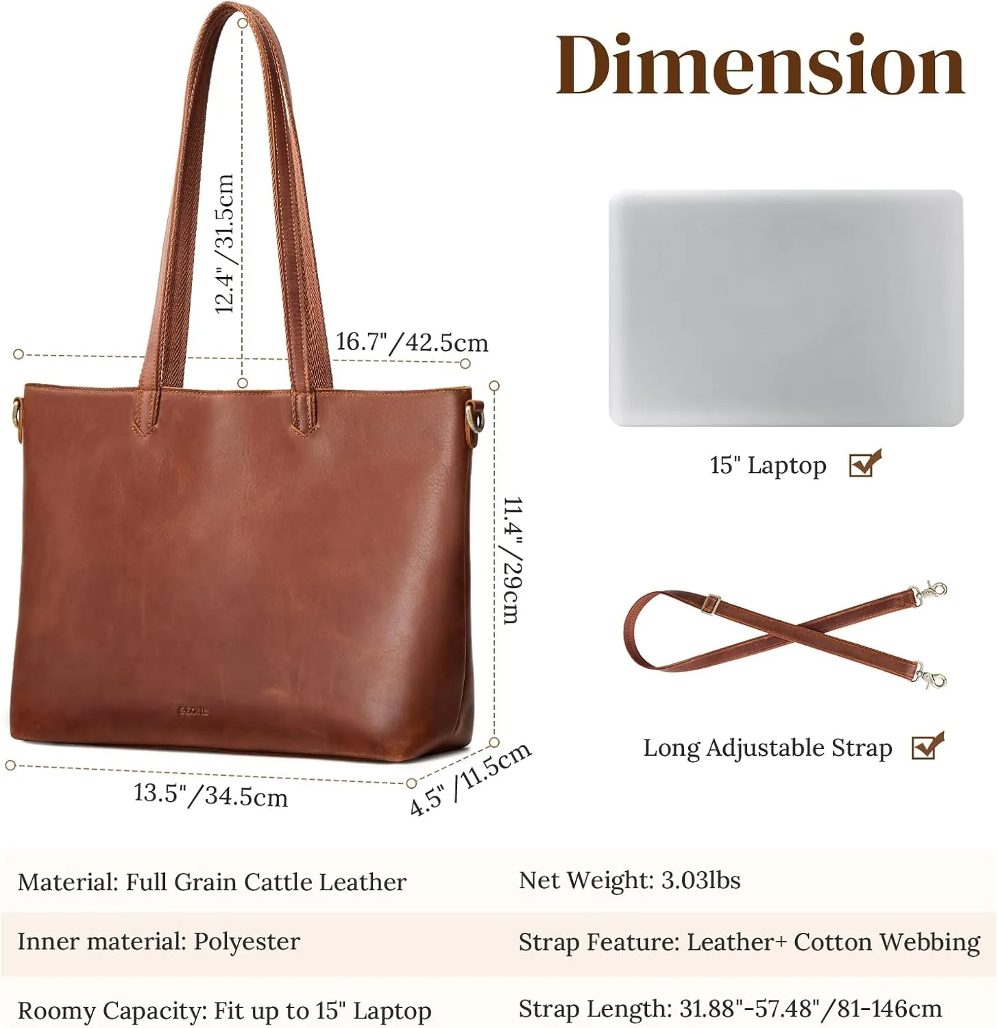 S-ZONE Leather Tote Bag for Women Large Shoulder Bag Work Top Handle Handbag Satchel Purse 2Pcs Set