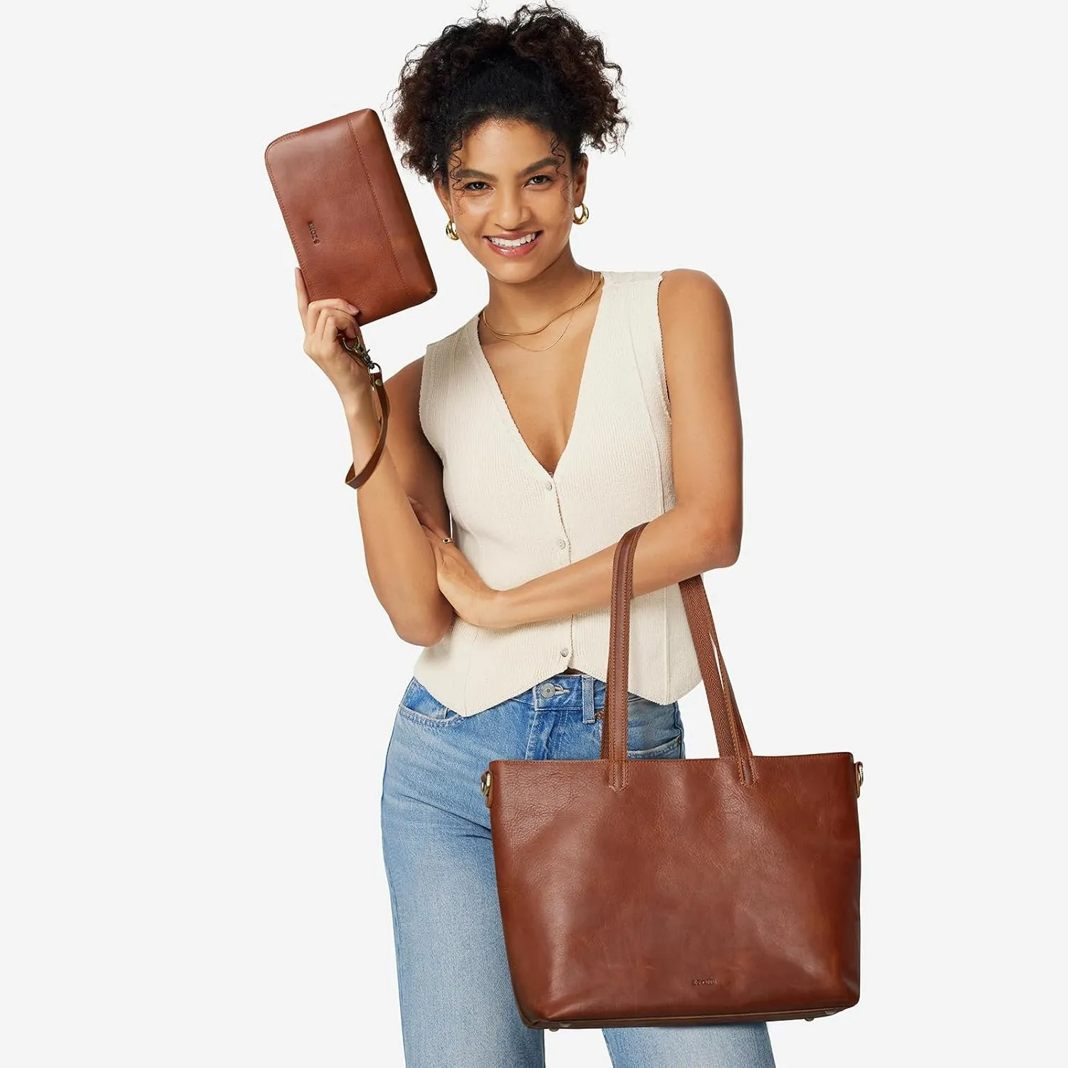 S-ZONE Leather Tote Bag for Women Large Shoulder Bag Work Top Handle Handbag Satchel Purse 2Pcs Set