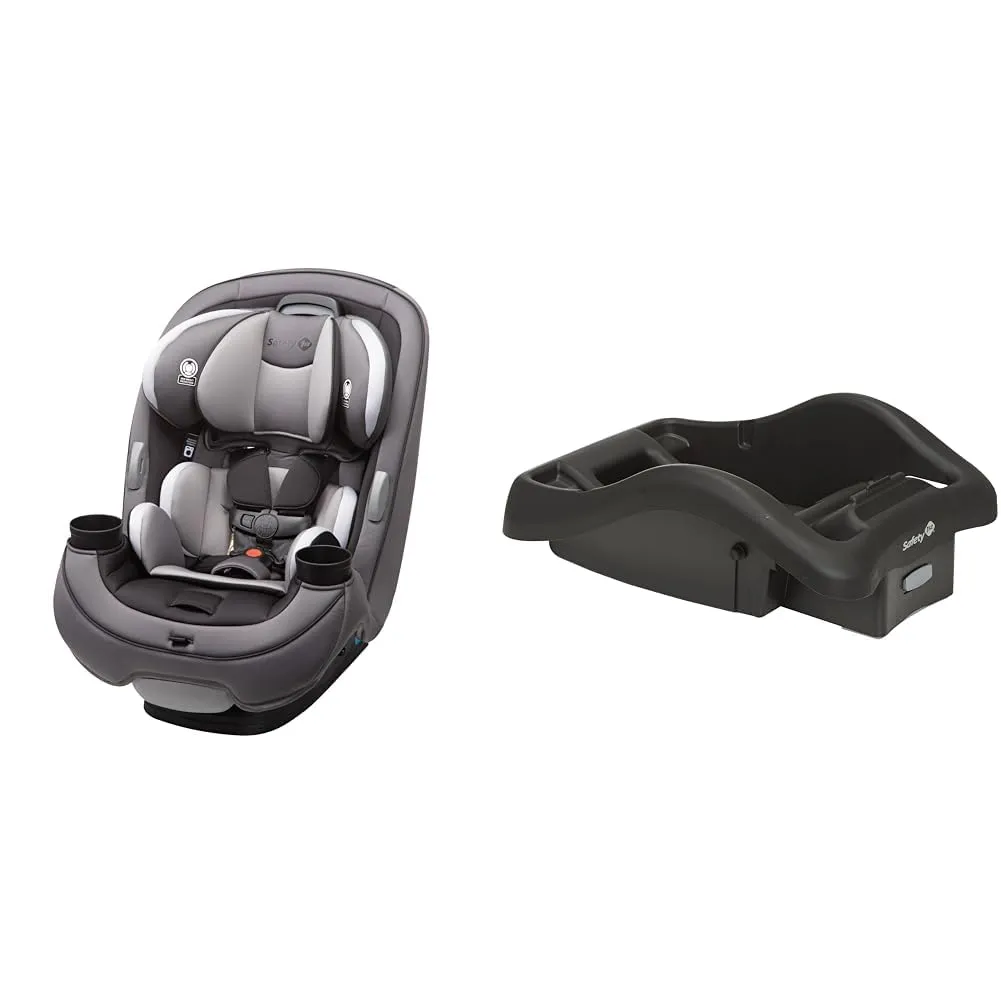 Safety 1st Grow and Go All-in-One Convertible Car Seat, Evening Dusk & onBoard 35 LT Adjustable Infant Car Seat Base