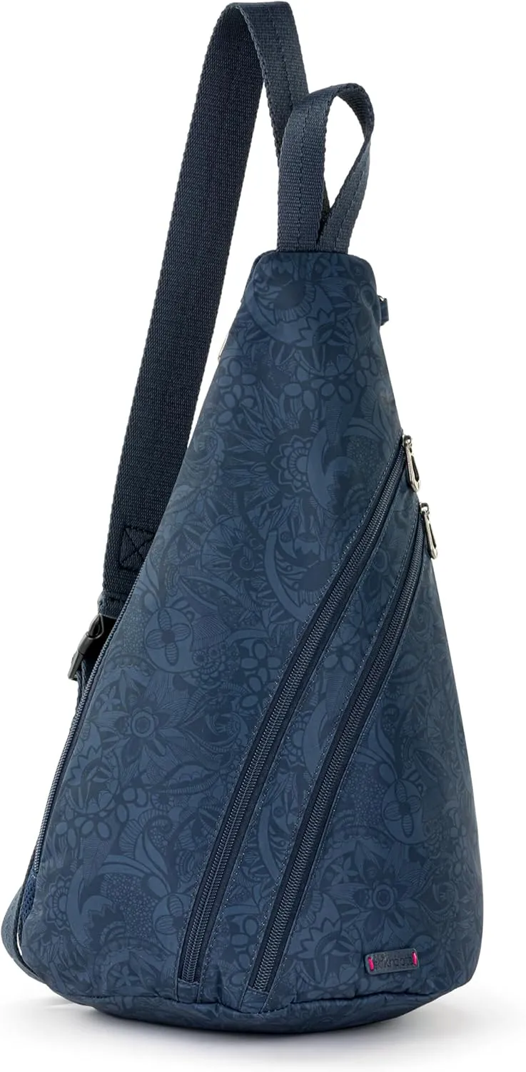 Sakroots On The Go Large Sling Backpack in Eco-Twill, Convertible Crossbody Bag, Indigo Spirit Desert