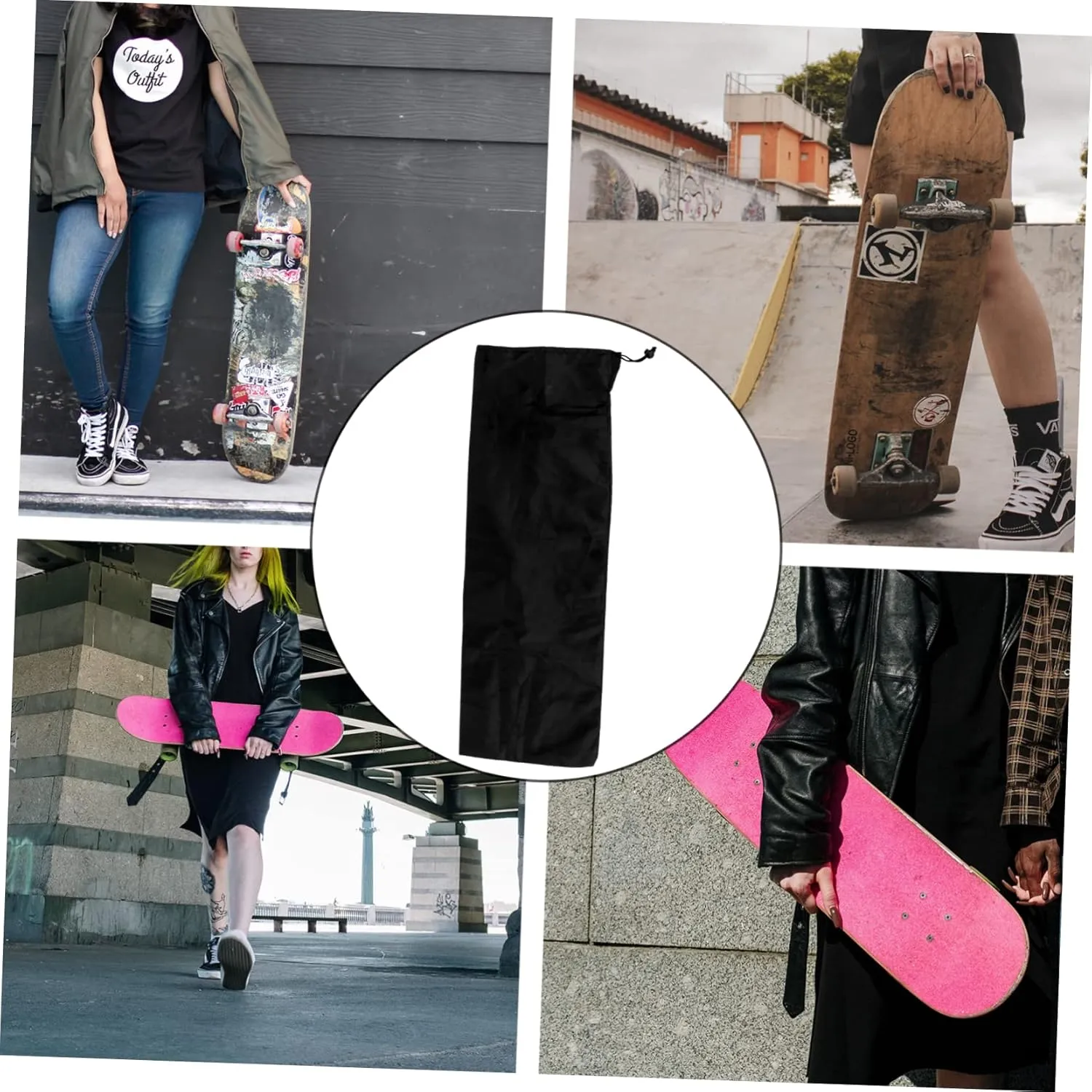 Scooter Back Board Skating Skate Bag Shoulder Rucksack Black Cloth