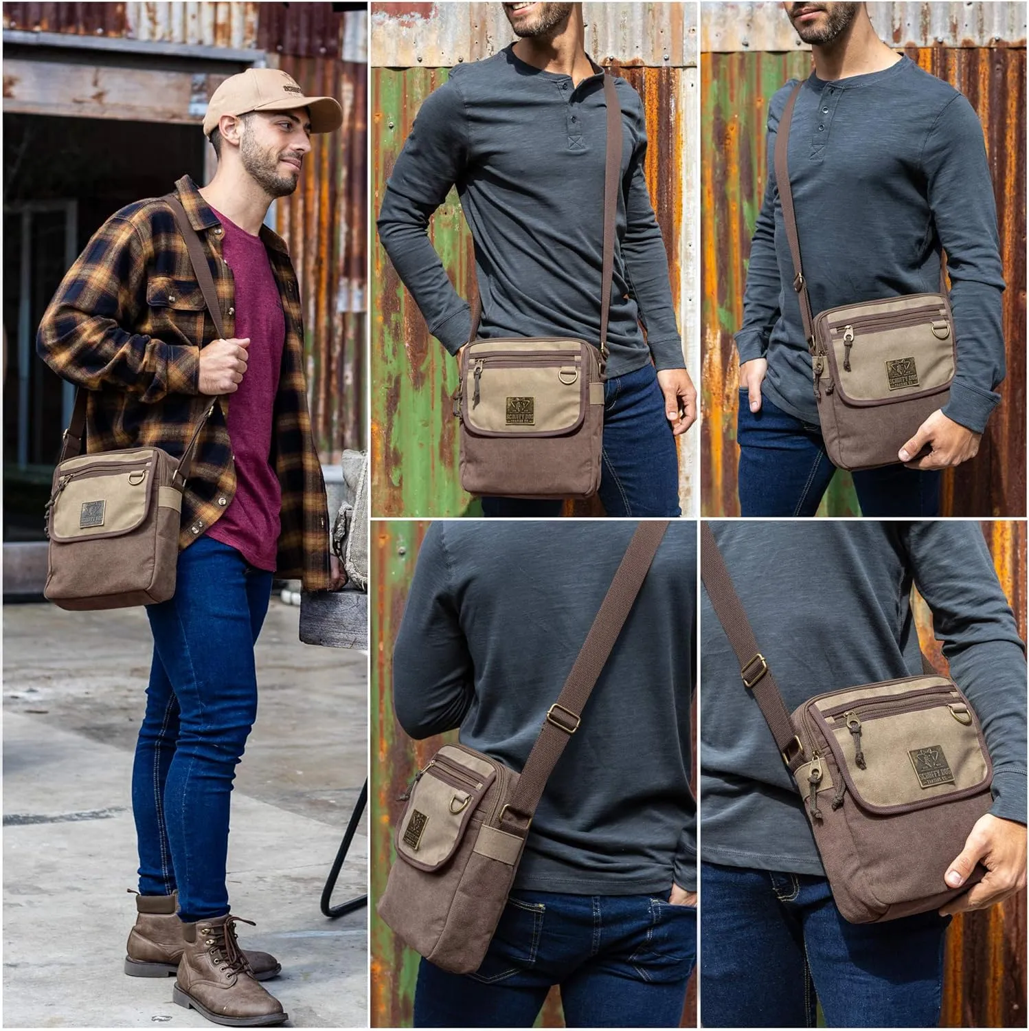 SCRUFFY DOG Crossbody Messenger Bag for Men and Women - Canvas Shoulder Bags with Adjustable Strap - Small - 11 inch