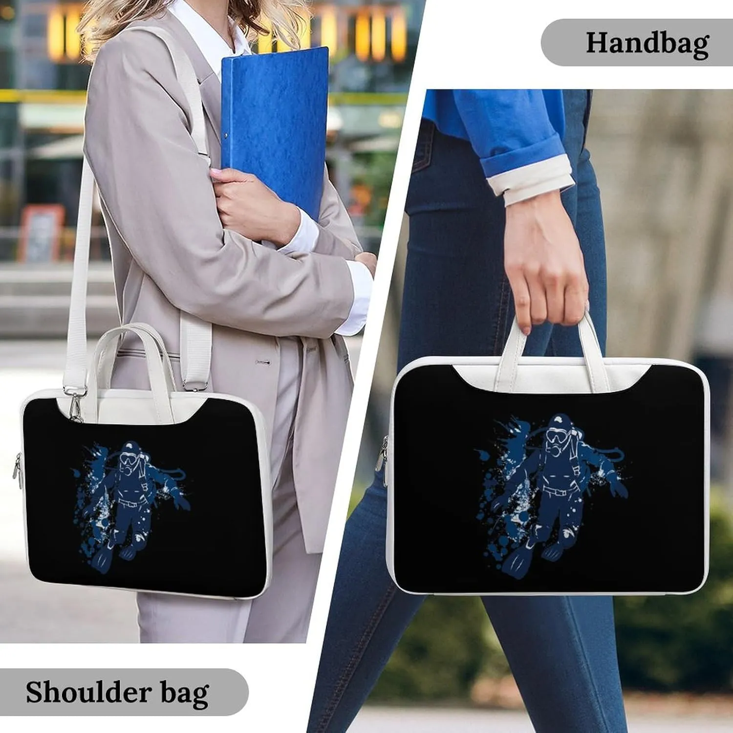 Scuba Diving Under Water Diver Laptop Tote Bag Waterproof Computer Carrying Case Business Office Briefcase