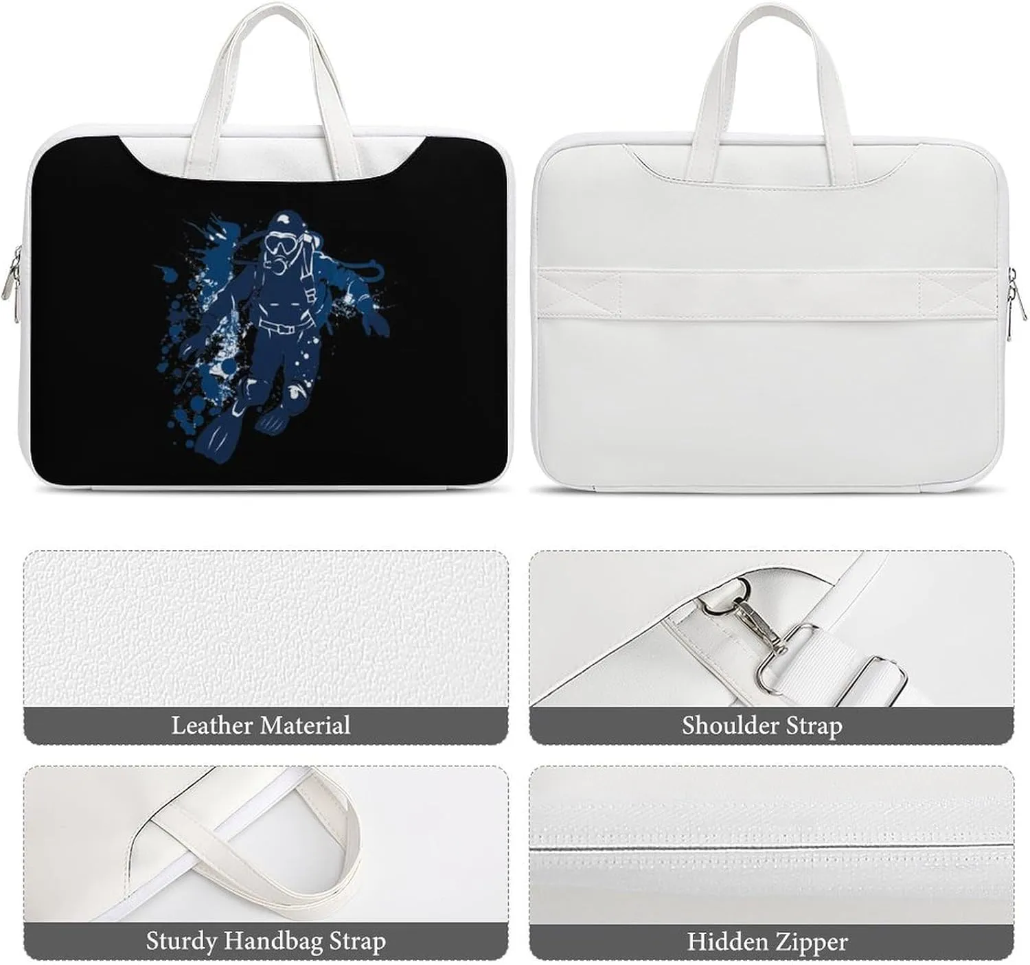 Scuba Diving Under Water Diver Laptop Tote Bag Waterproof Computer Carrying Case Business Office Briefcase