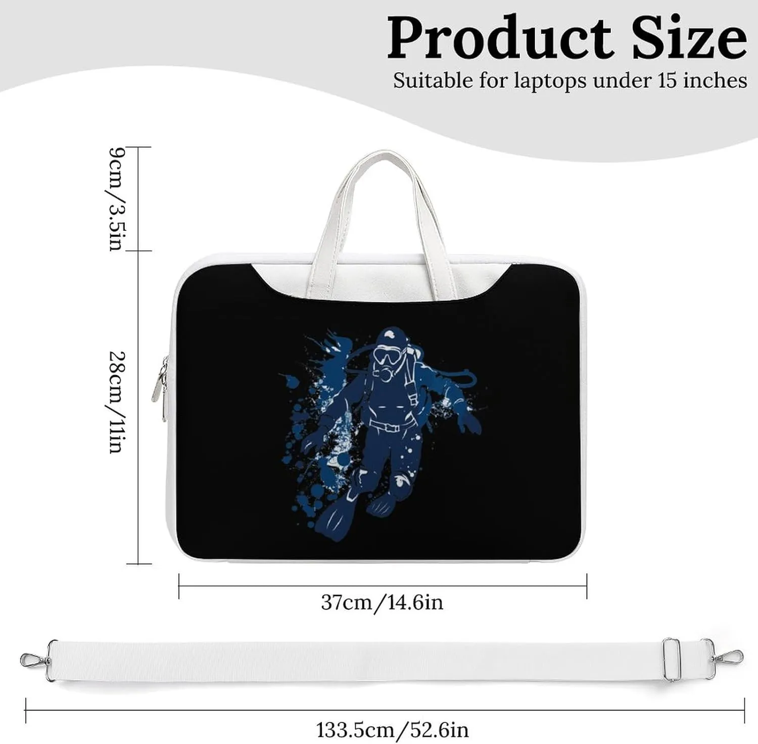 Scuba Diving Under Water Diver Laptop Tote Bag Waterproof Computer Carrying Case Business Office Briefcase