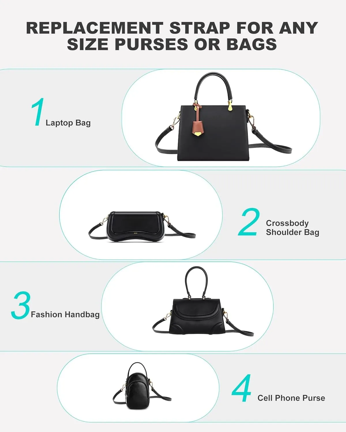 SEAVILIA Genuine Leather Purse Strap Replacement Crossbody Adjustable Long Thin Handmade Shoulder Handbags Strap